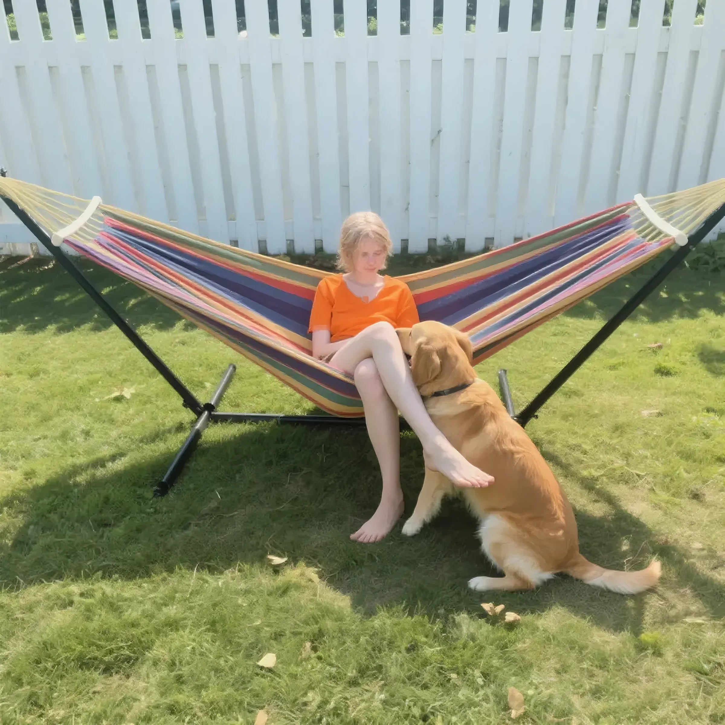 Brazilian-Style Canvas Hammock with/without Metal Stand & Storage Bag