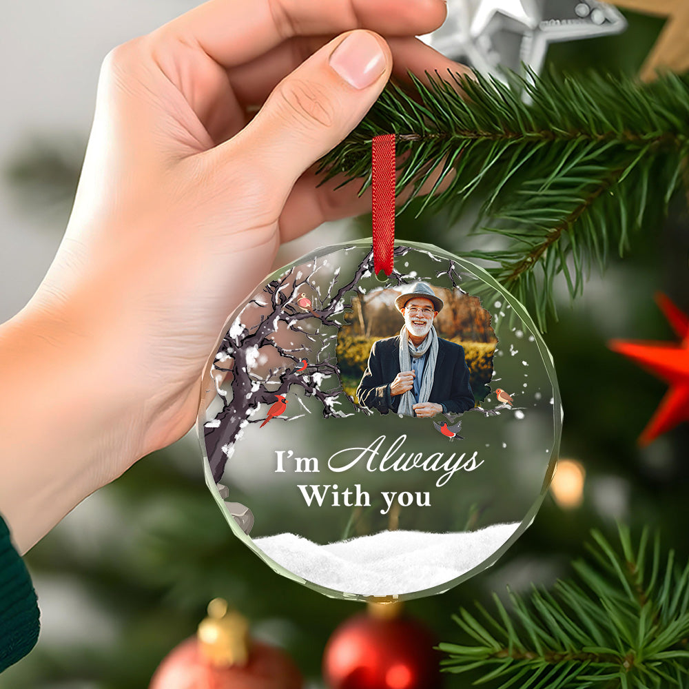 Personalized Photo & Text Glass Christmas Ornament – Custom Holiday Decoration & Memorial Gift
