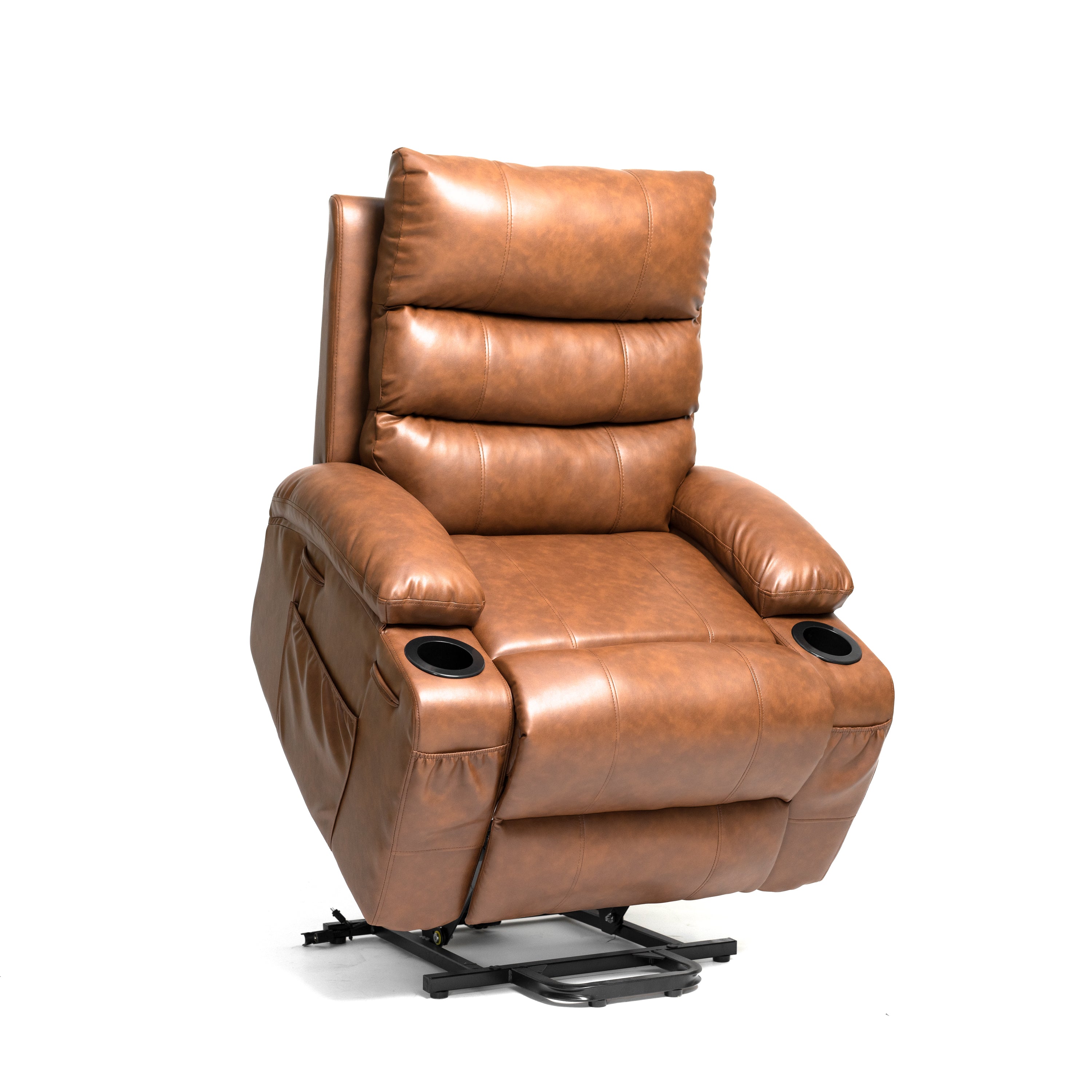 Electric Power Lift Recliner Chair Sofa Elderly Massage Cup Holder Brown