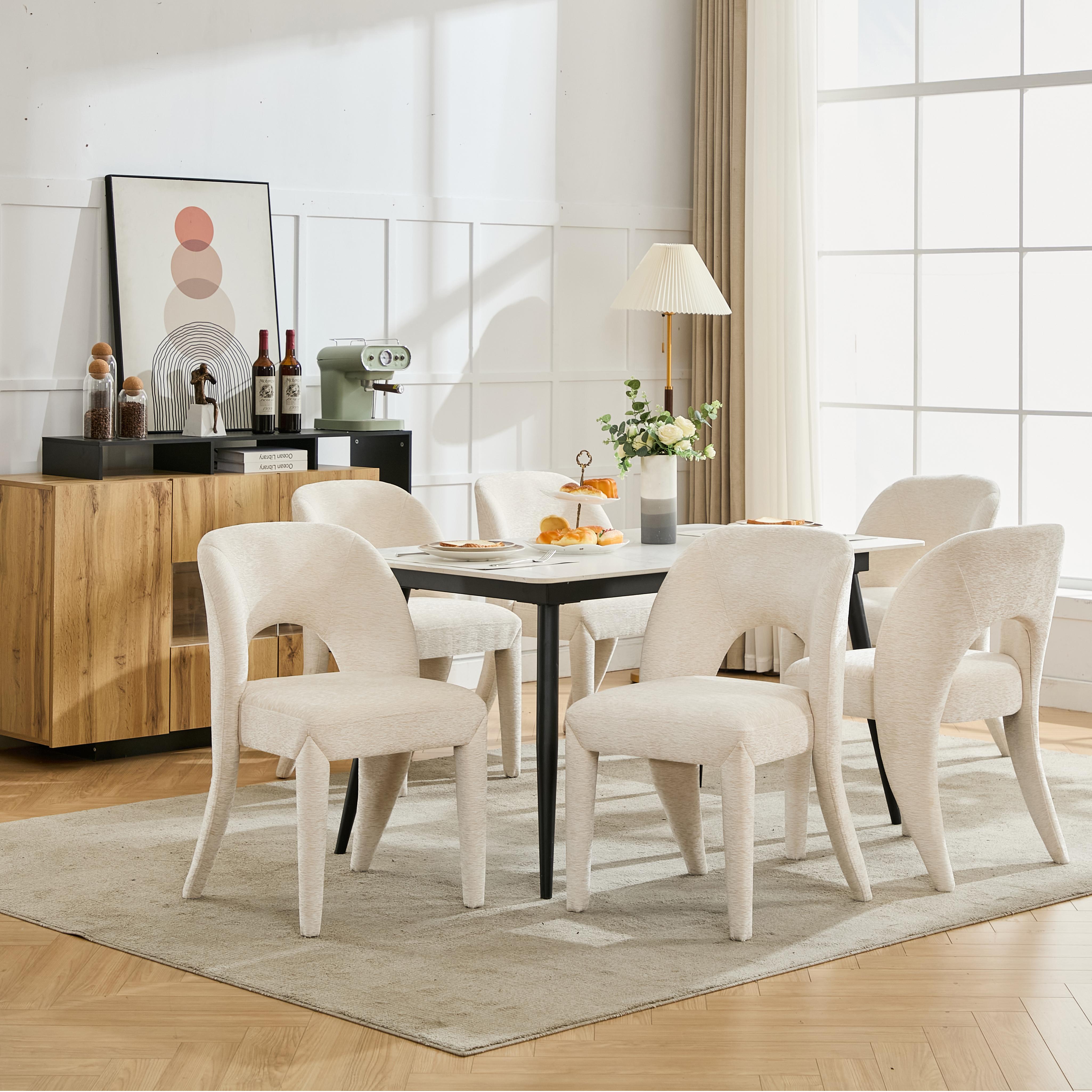 Set of 2 Dining Chairs Features a Hollowed-Out backrest Design for Restaurant Kitchens
