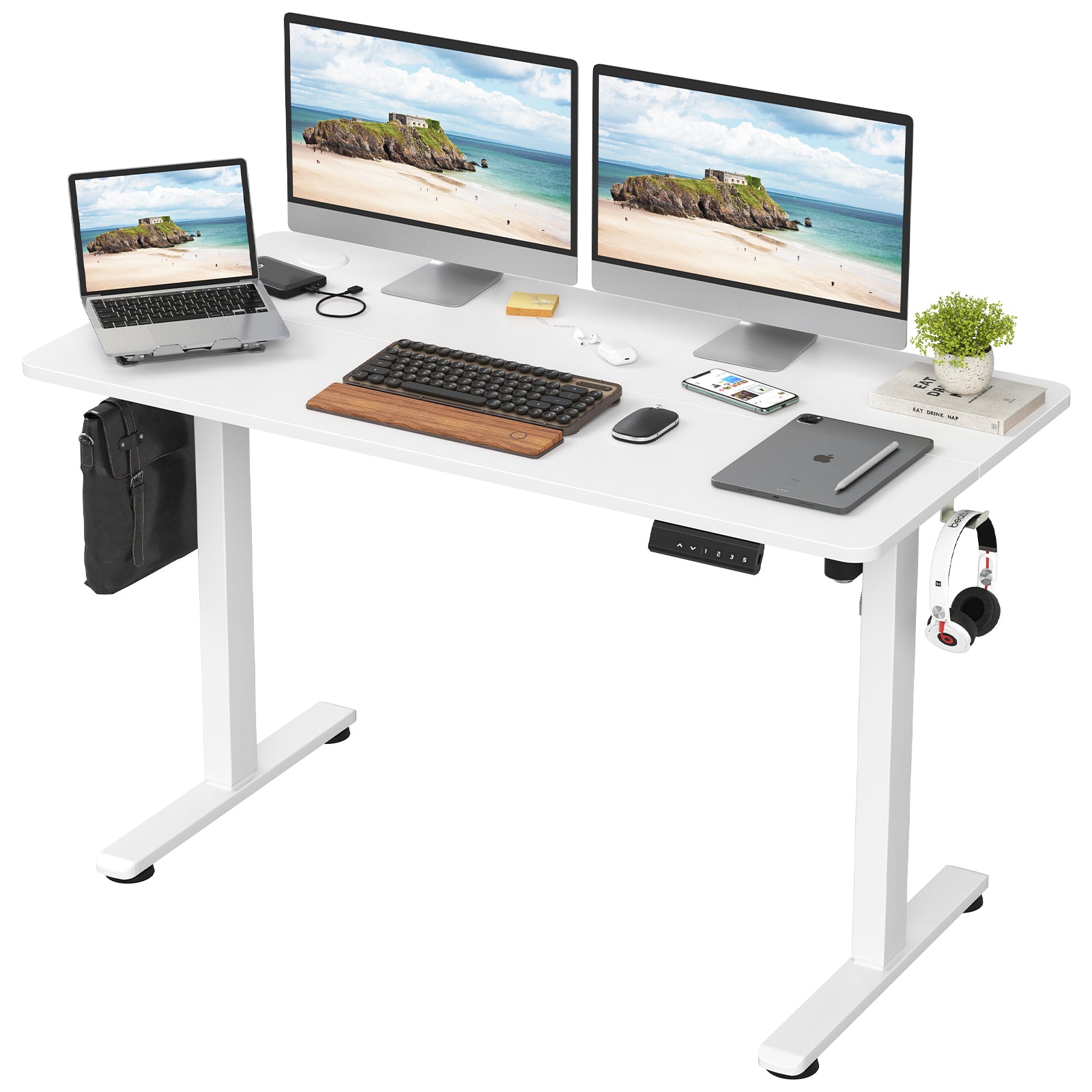 Electric Standing Desk Adjustable Height Sit Stand Home Office Desk with Splice Board