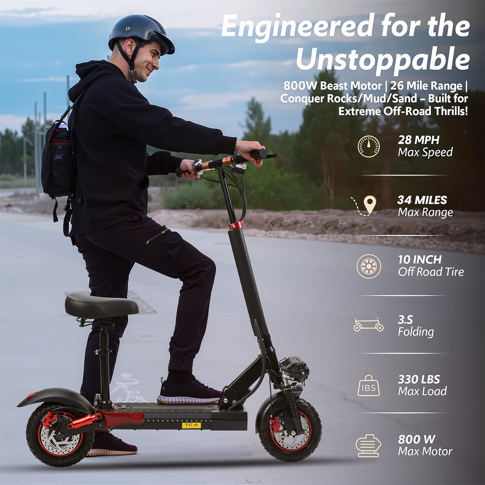 S10 Max Electric Off Road Scooter with Seat For Adults Motorised Scooter
