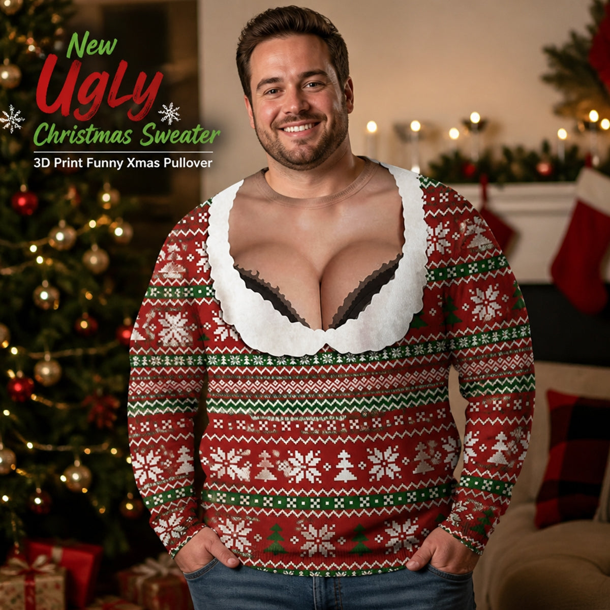 Funny Sexy Body Ugly Christmas Sweatshirt – Novelty Christmas Party Pullover, Hilarious Holiday Gift for Men & Women