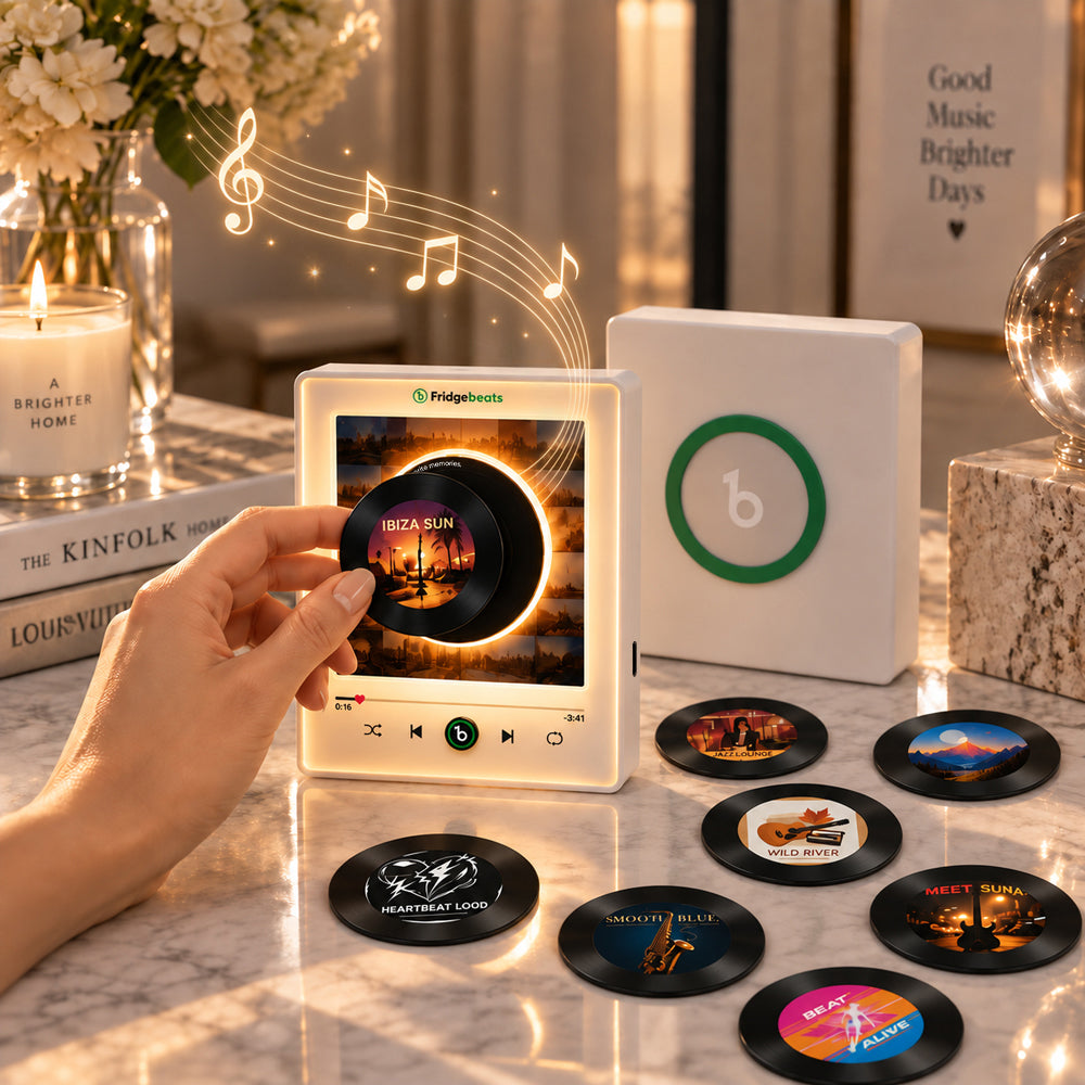 Personalized Photo Music Vinyl Fridge Magnet – Custom Record with Rotating Vinyl & LED Light, Unique Couple Memory Gift