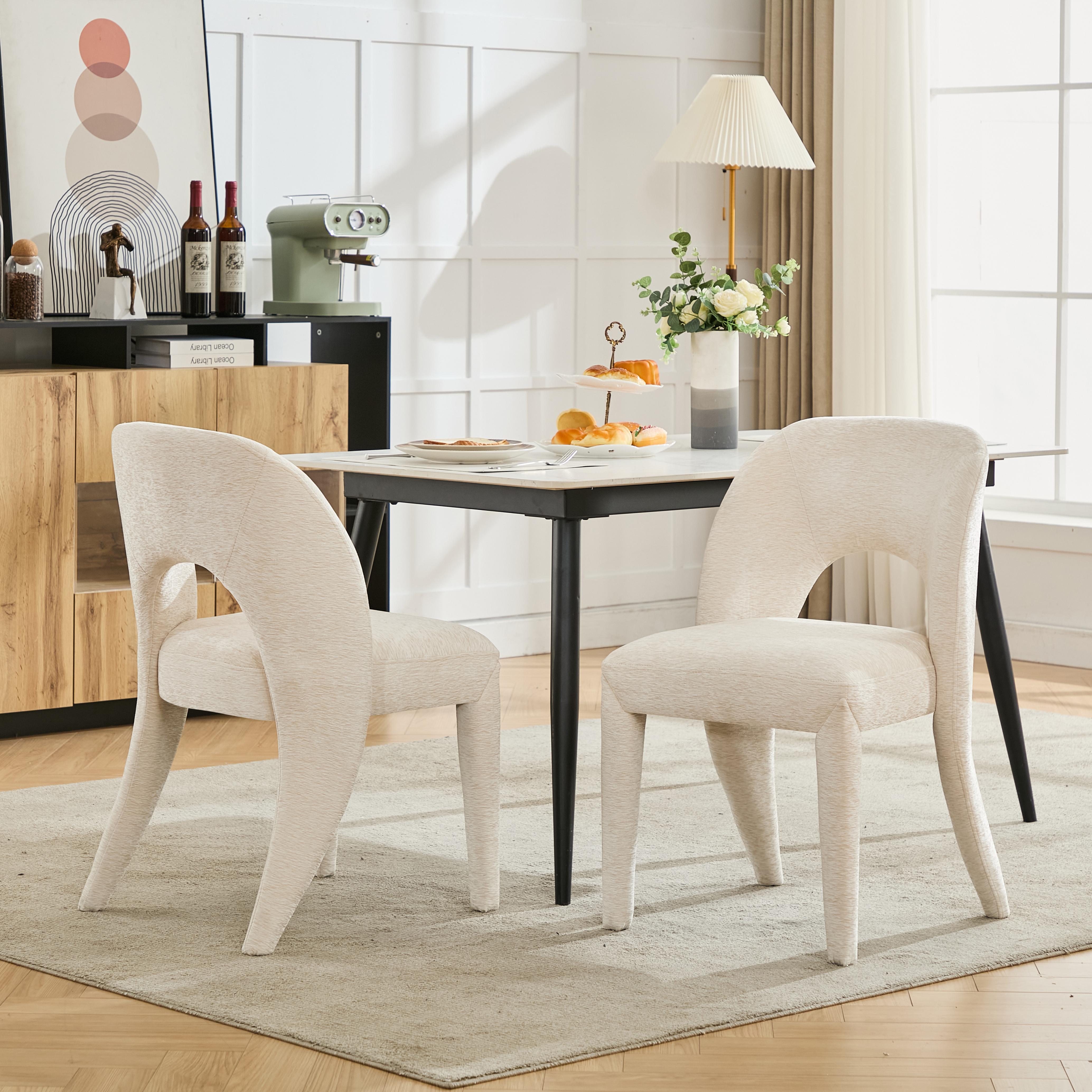 Set of 2 Dining Chairs Features a Hollowed-Out backrest Design for Restaurant Kitchens