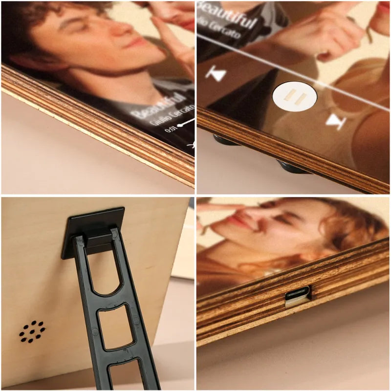 Custom Music Photo Frame That Plays Music Without Cell Phone Wooden Music Record Player Wedding Anniversary Gifts