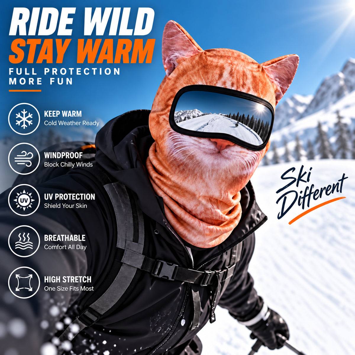 Funny Animal Print Face Covering Lightweight Outdoor Mask for Cycling Hiking and Sports