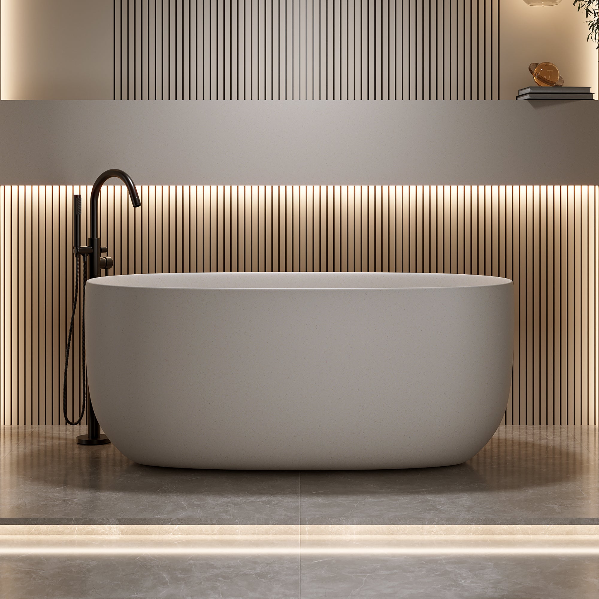 51" Solid Surface Soaking Tub | Freestanding Stone Resin Bathtub - Airayvis