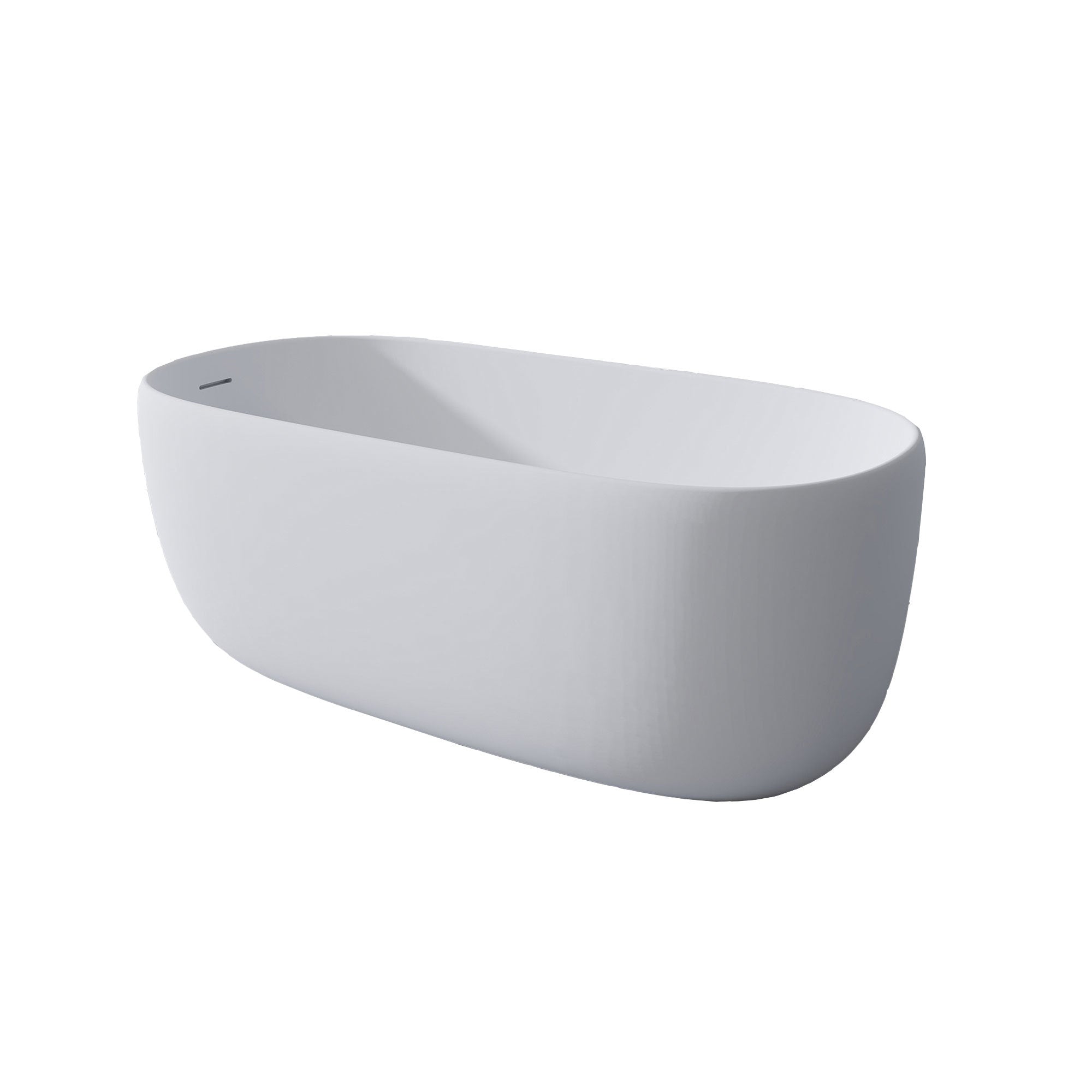 51" White Stone Resin Soaking Bathtub with Overflow and Pop-Up Drain - Airayvis
