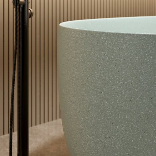 51" Turquoise Green Solid Surface Freestanding Soaking Bathtub with Overflow & Pop-Up Drain