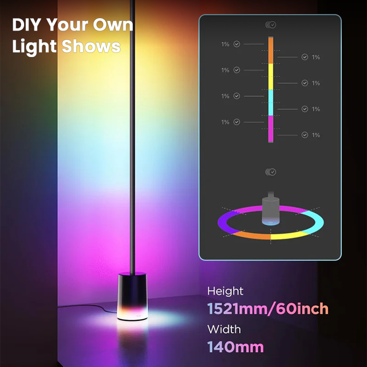 Smart RGBIC Floor Lamp with App & Voice Control for Living Room