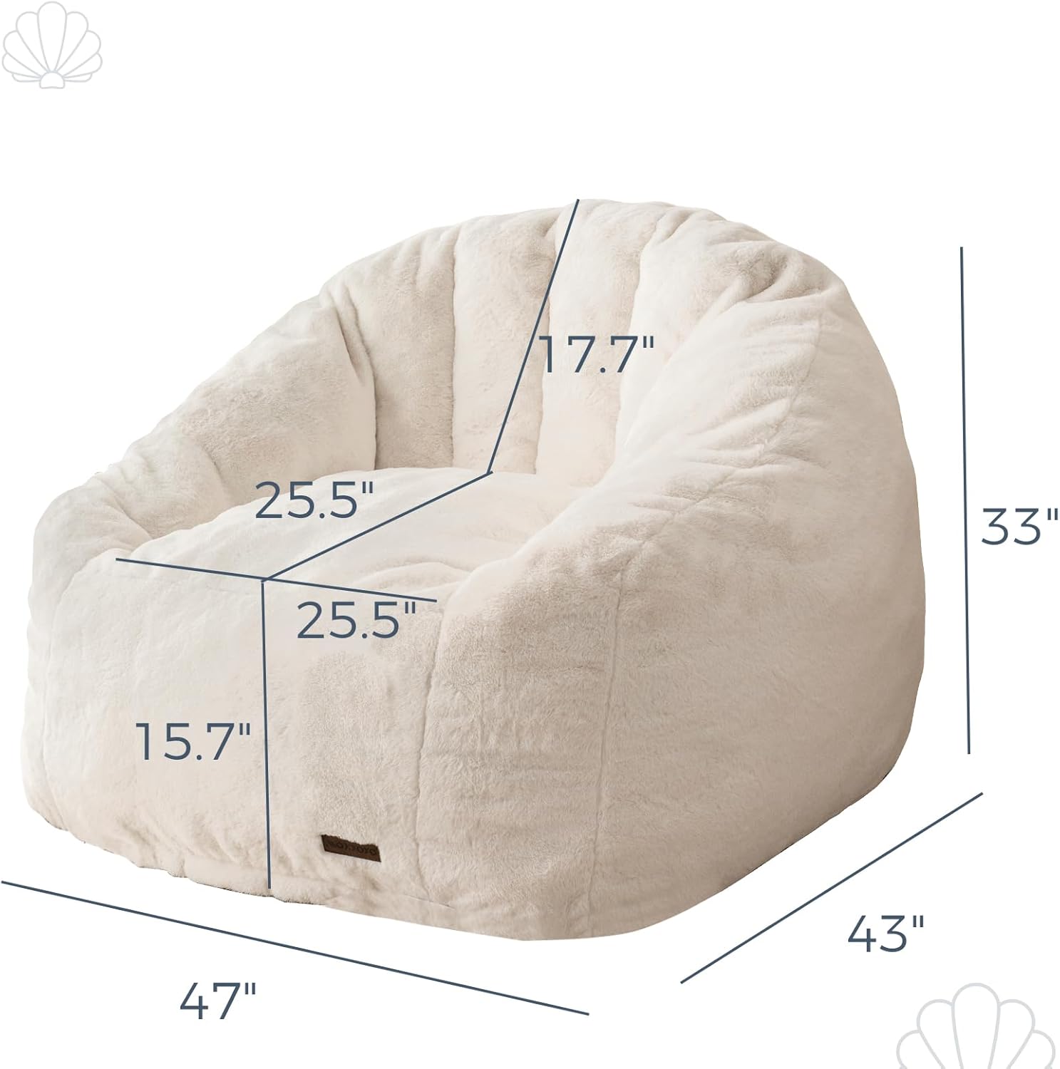 Oversized Faux Fur Bean Bag Chair Stuffed Lounge Sofa for Adults & Kids Perfect for Gaming Reading & Relaxing