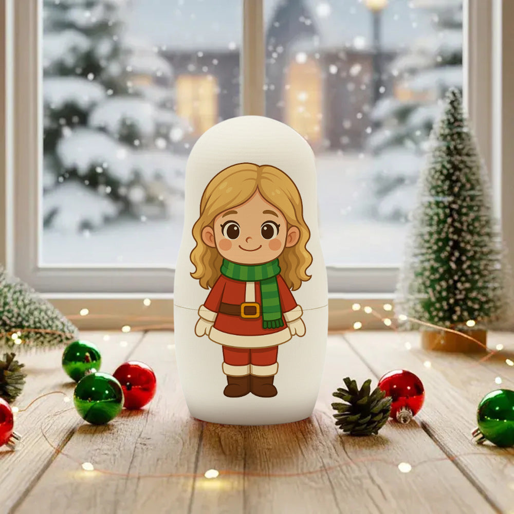 Personalized Portrait Nesting Doll Custom Photo Family Portrait Preview Cartoon Style Gift Photo Christmas Gift