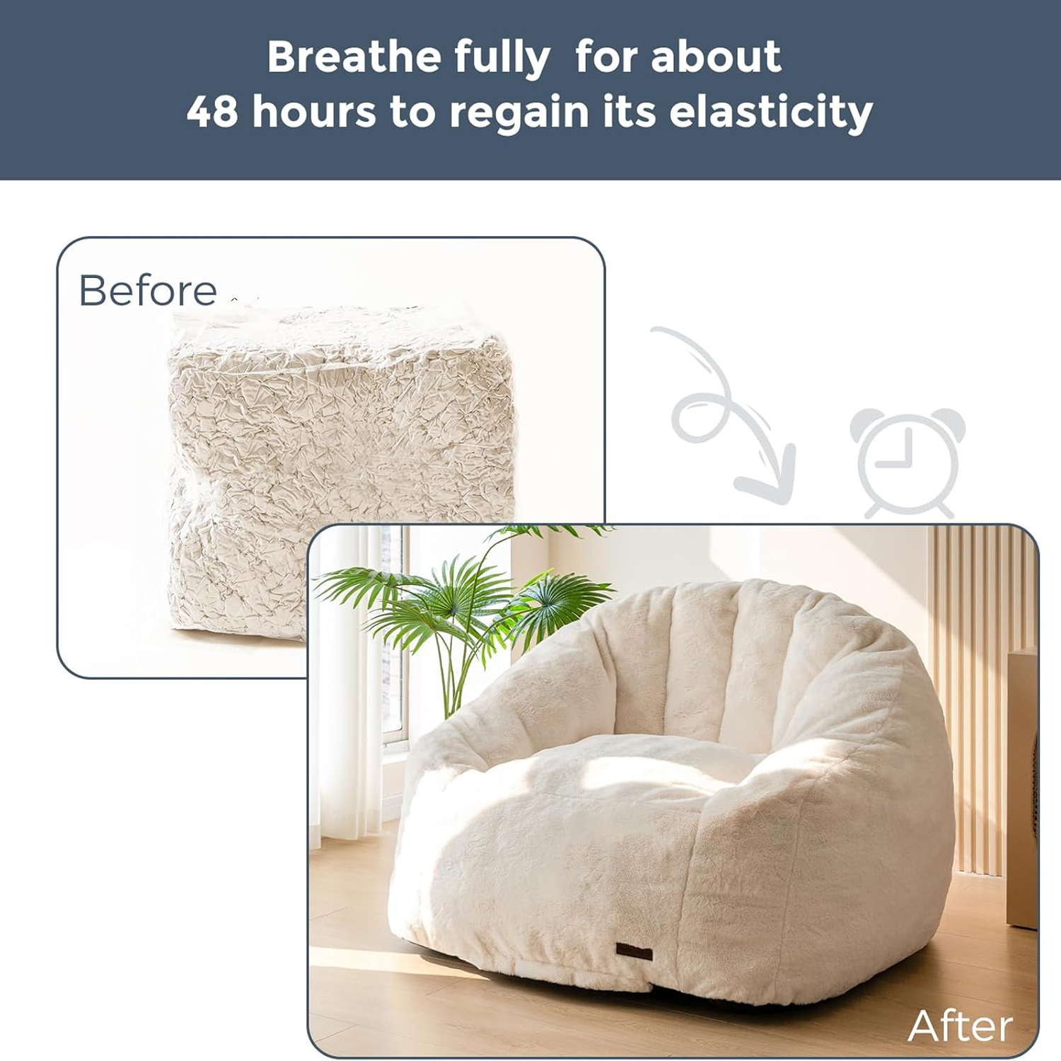 Oversized Faux Fur Bean Bag Chair Stuffed Lounge Sofa for Adults & Kids Perfect for Gaming Reading & Relaxing