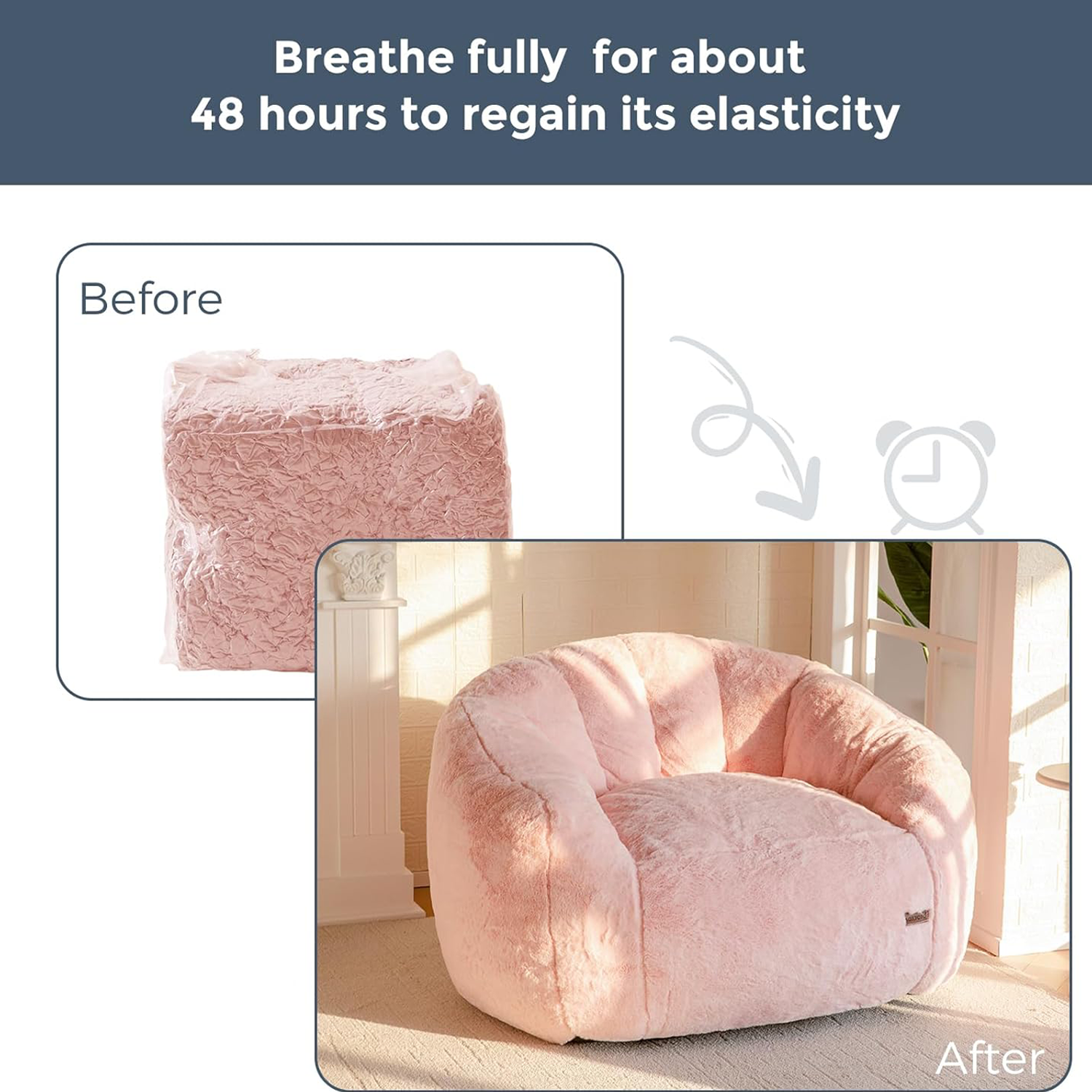 Oversized Faux Fur Bean Bag Chair Stuffed Lounge Sofa for Adults & Kids Perfect for Gaming Reading & Relaxing