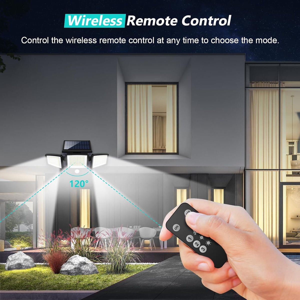 Remote control for outdoor solar motion sensor lights