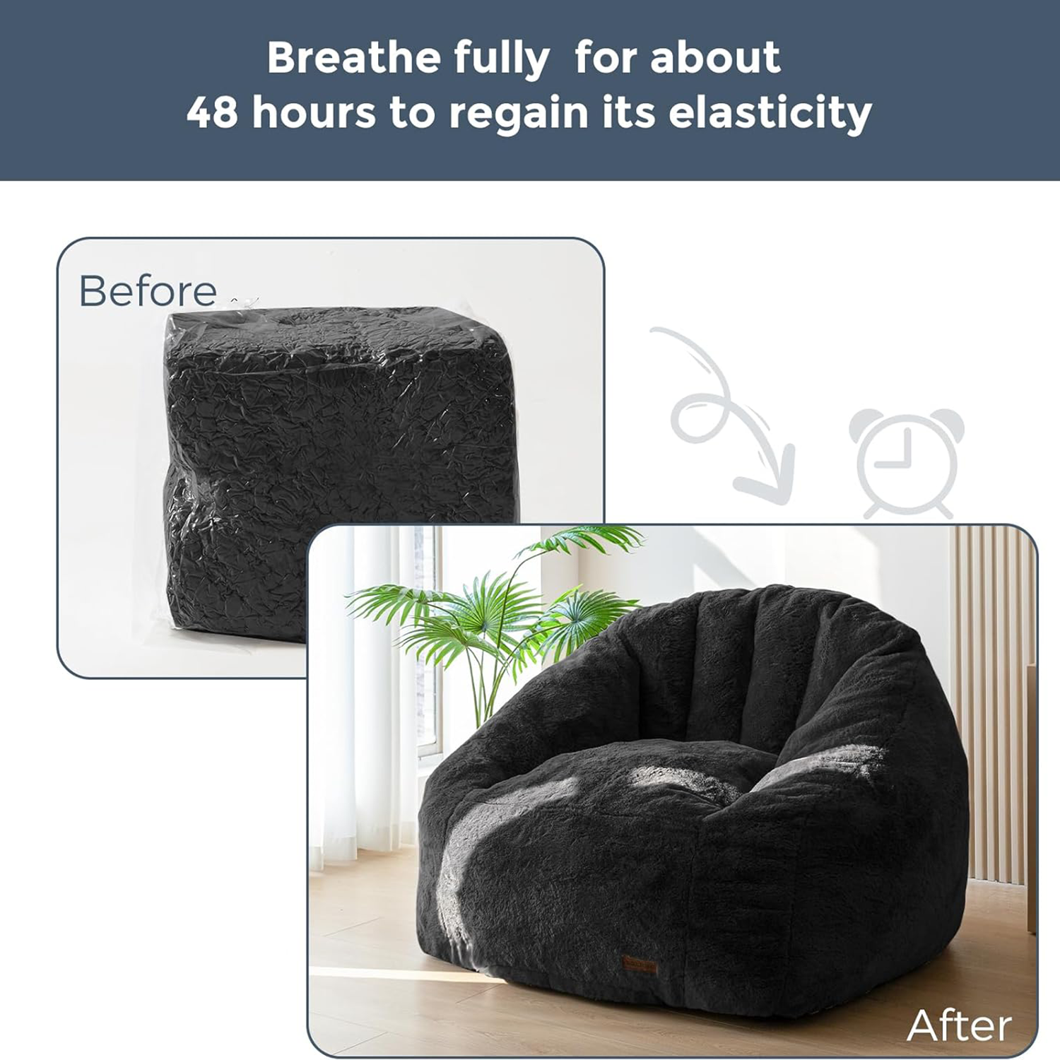 Oversized Faux Fur Bean Bag Chair Stuffed Lounge Sofa for Adults & Kids Perfect for Gaming Reading & Relaxing