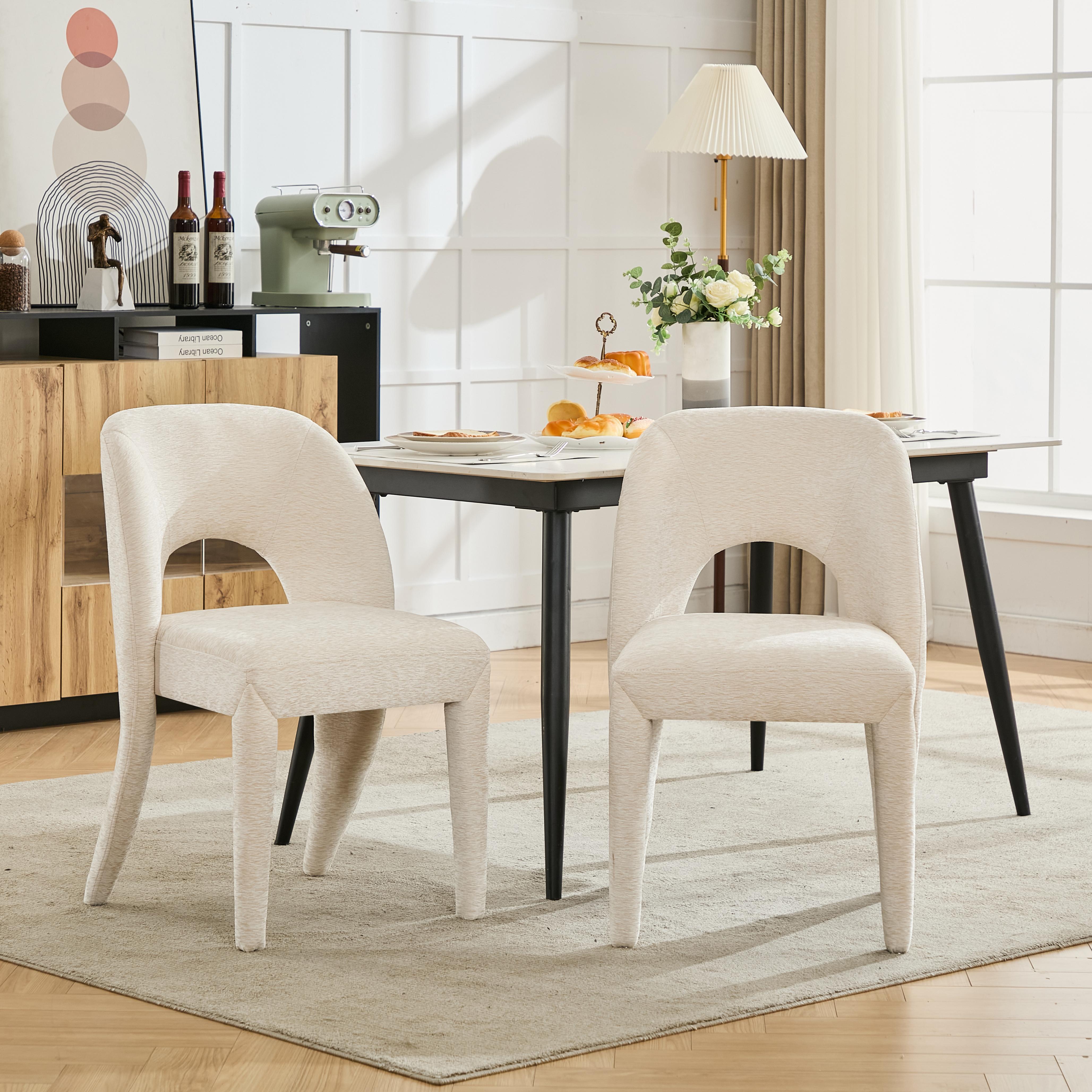 Set of 2 Dining Chairs Features a Hollowed-Out backrest Design for Restaurant Kitchens