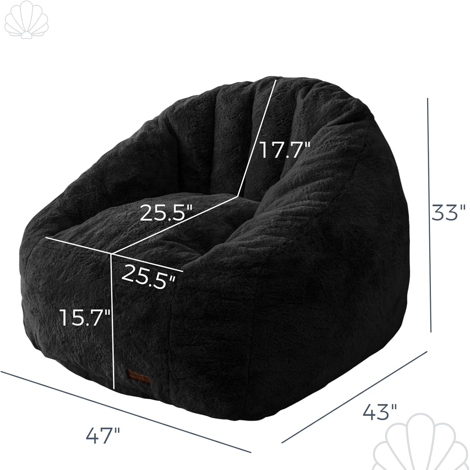 Oversized Faux Fur Bean Bag Chair Stuffed Lounge Sofa for Adults & Kids Perfect for Gaming Reading & Relaxing