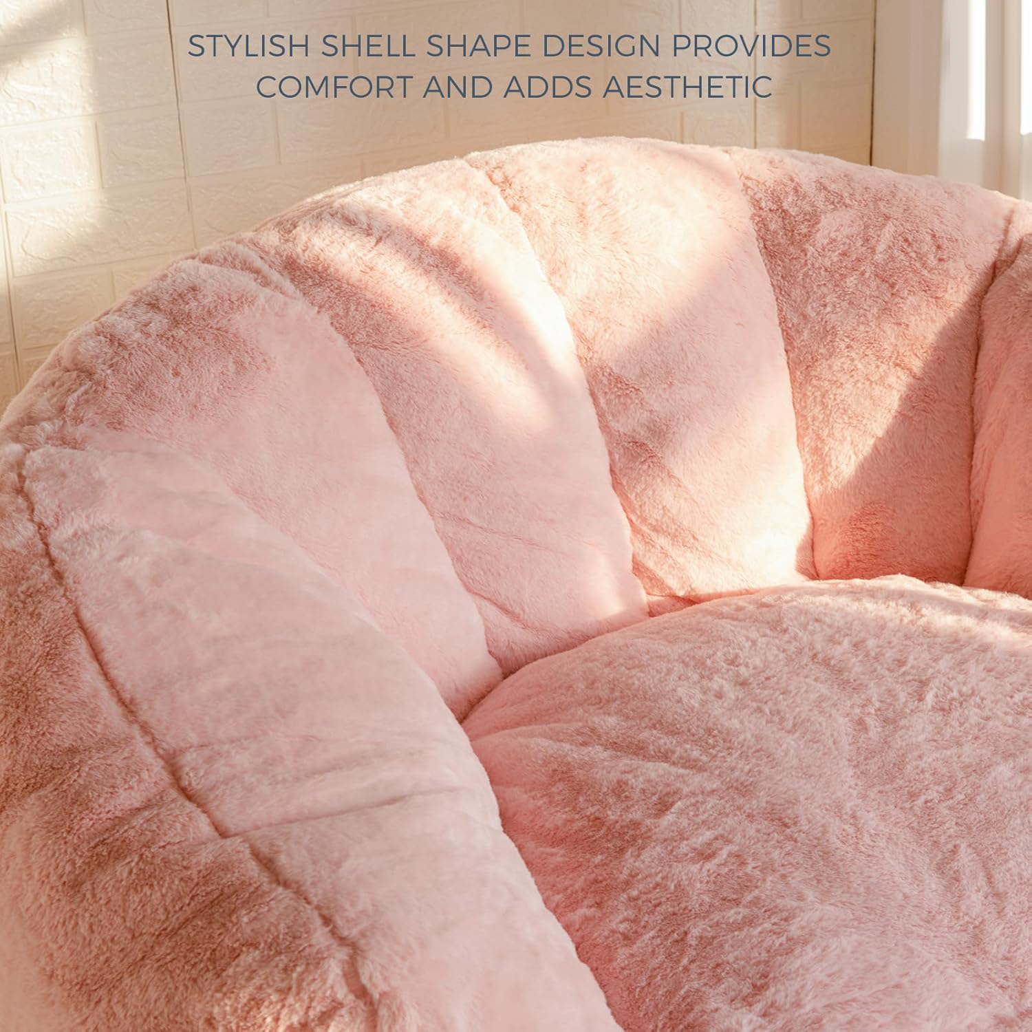 Oversized Faux Fur Bean Bag Chair Stuffed Lounge Sofa for Adults & Kids Perfect for Gaming Reading & Relaxing