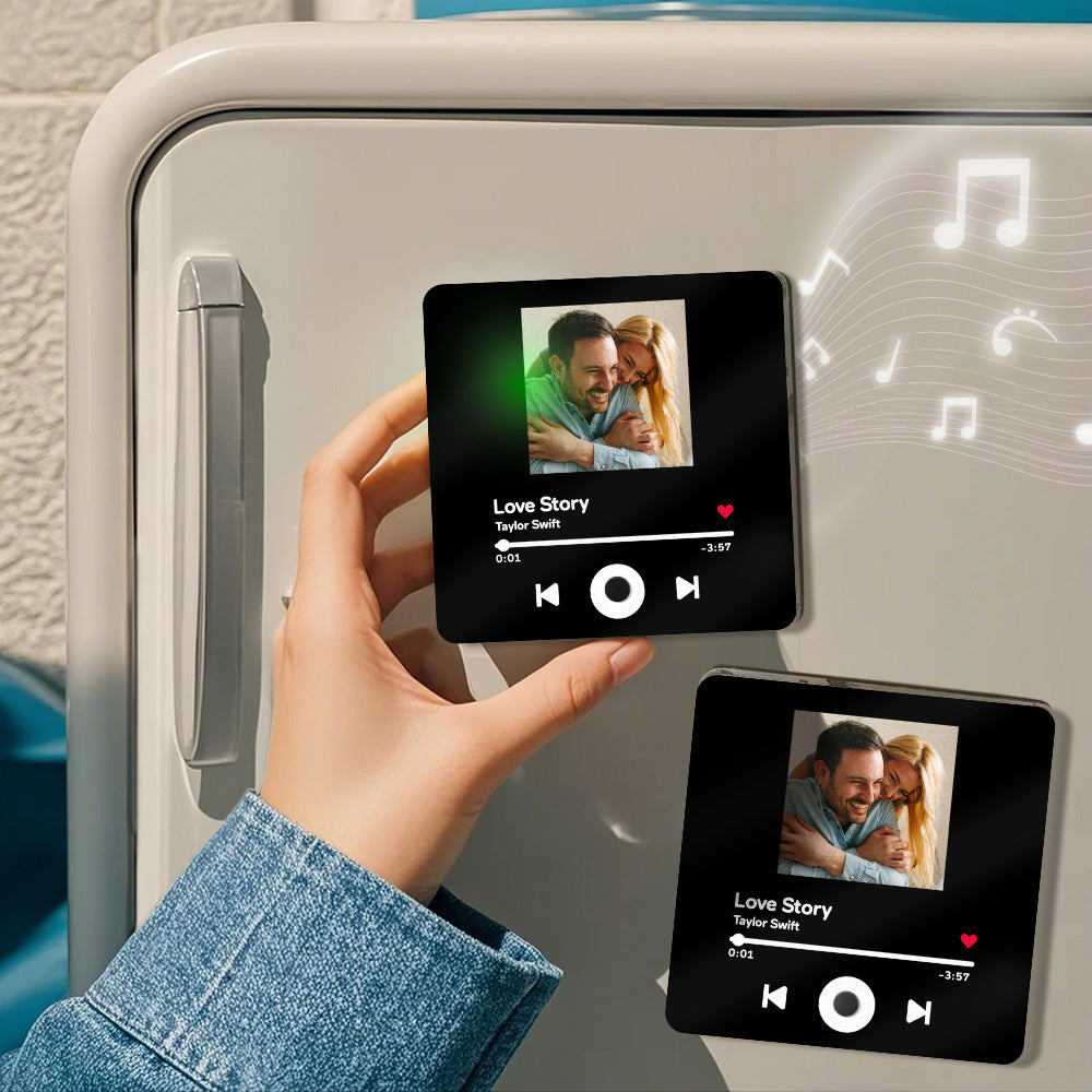 Personalized Music Fridge Magnet Custom Photo Fridge Magnet Can Play Songs Gifts for Her