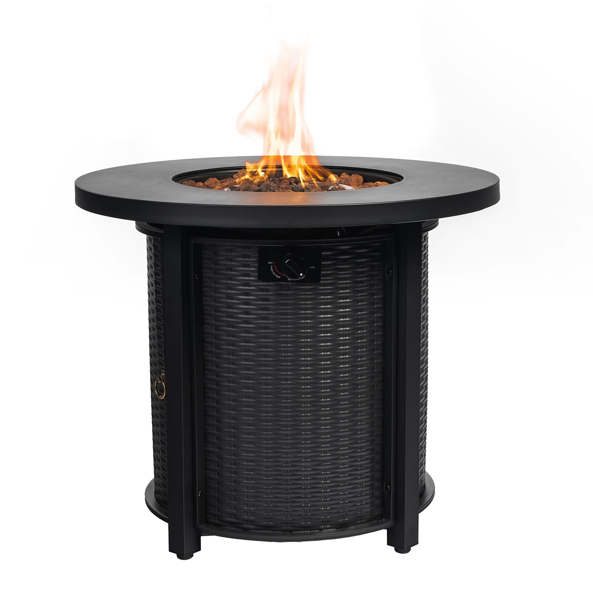 30' Propane Gas Fire Pit Table, 50000 BTU Round Steel Fire Pit for Outside Patio Garden