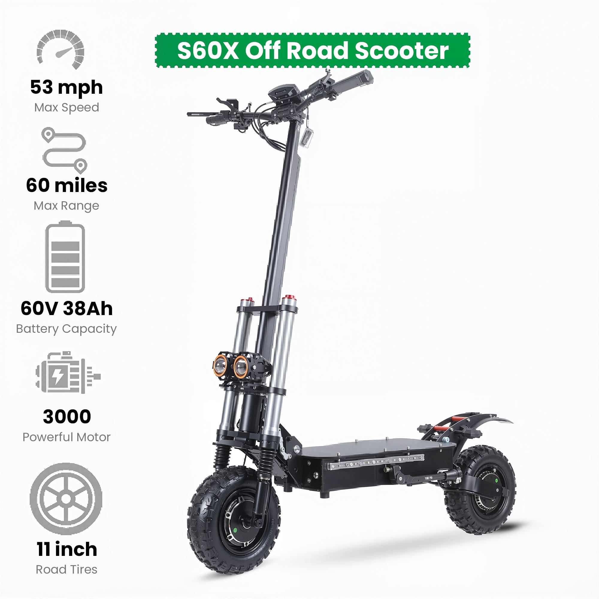 S60X Off Road Scooter Folding E-Scooter with Dual Motor Fast Electric Scooter