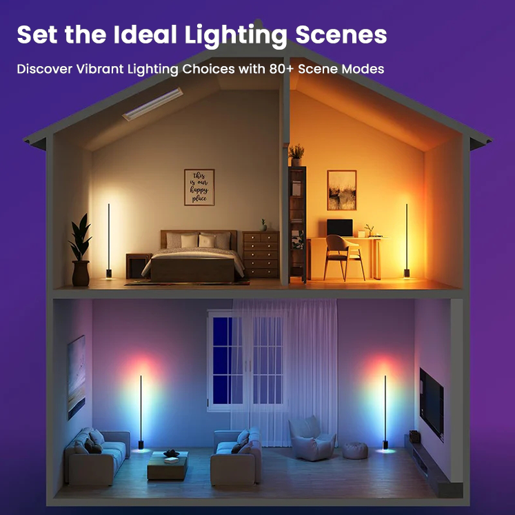 Smart RGBIC Floor Lamp with App & Voice Control for Living Room