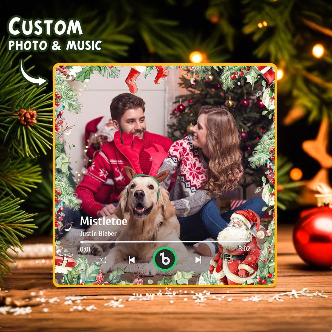 FridgeBeats Framed Custom Family Photo Music Fridge Magnet Christmas Gifts for Family Personalized Music Magnets Can Play Songs