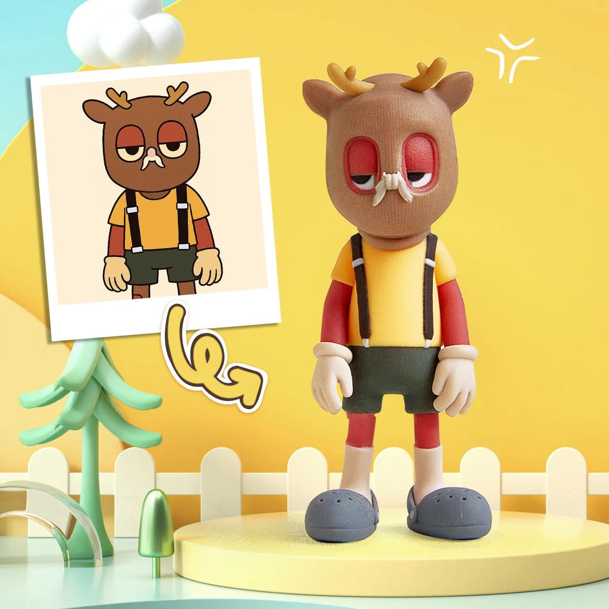 Custom Cute 3D Mini Figure Office Desk Figurine Based on Your Picture( Includes Engraved Wooden Base)