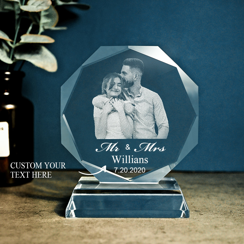 Custom Photo Engraved Ornaments Crystal Glass Father's Day Gifts