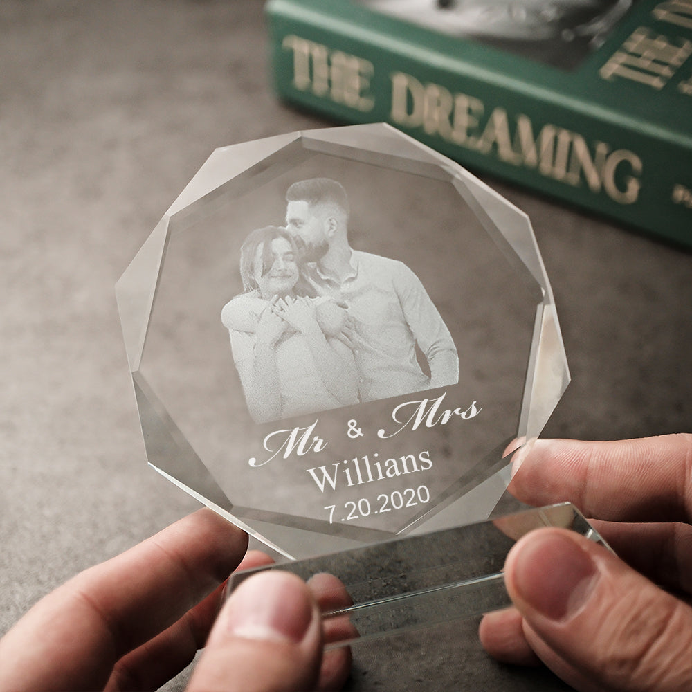 Custom Photo Engraved Ornaments Crystal Glass Father's Day Gifts