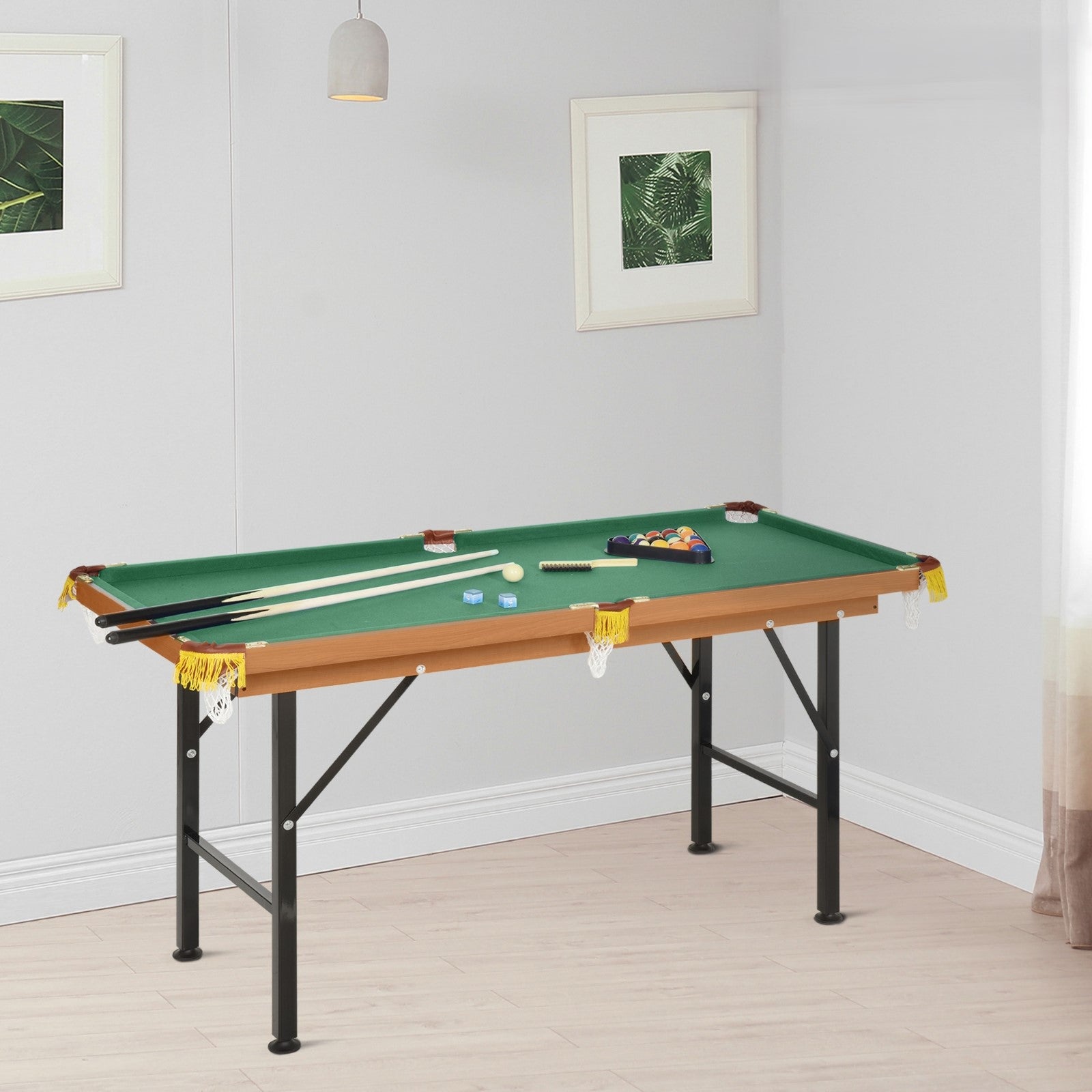 Fun Indoor Mini Pool Table - Green MDF Design for Living Room and Game Room Use