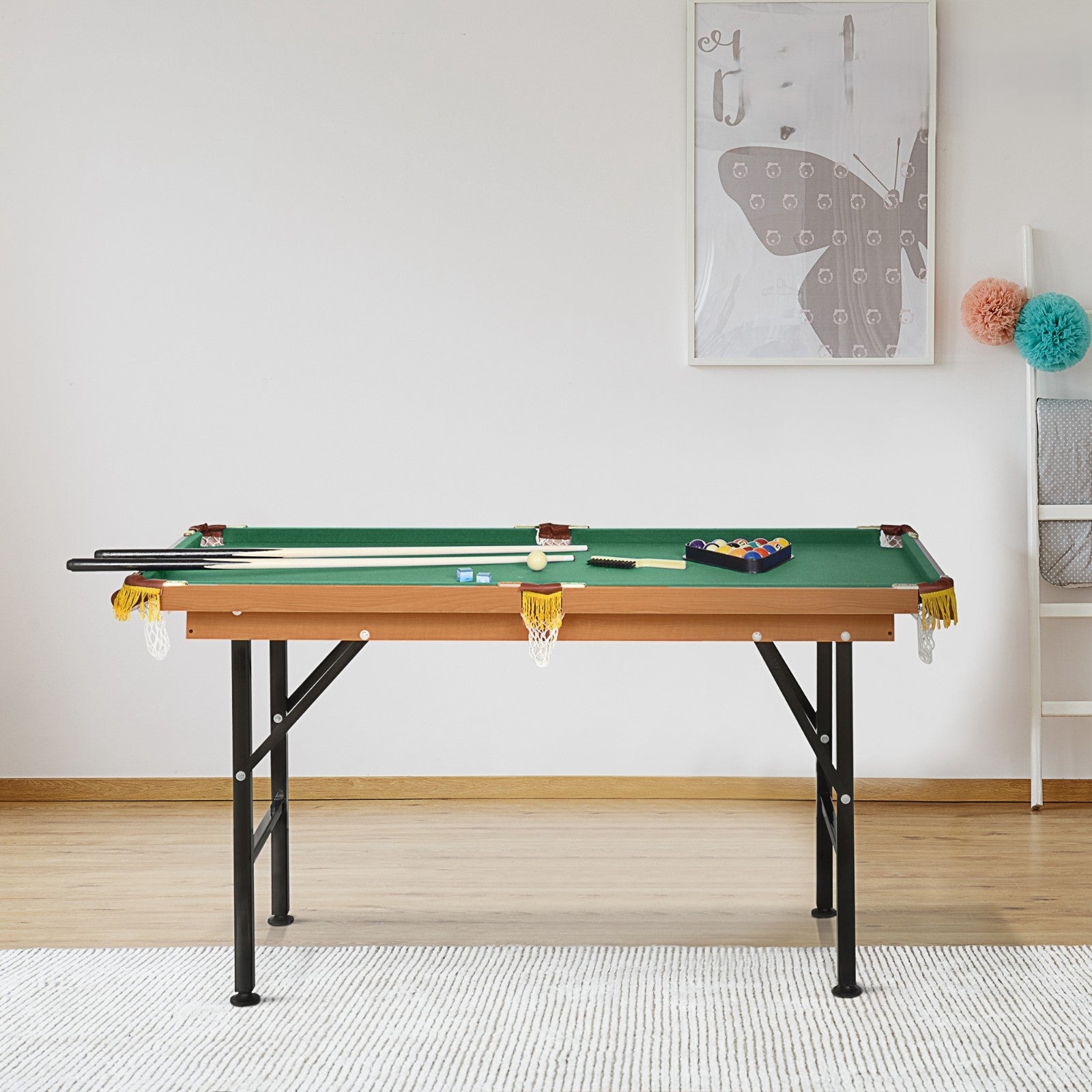 Fun Indoor Mini Pool Table - Green MDF Design for Living Room and Game Room Use