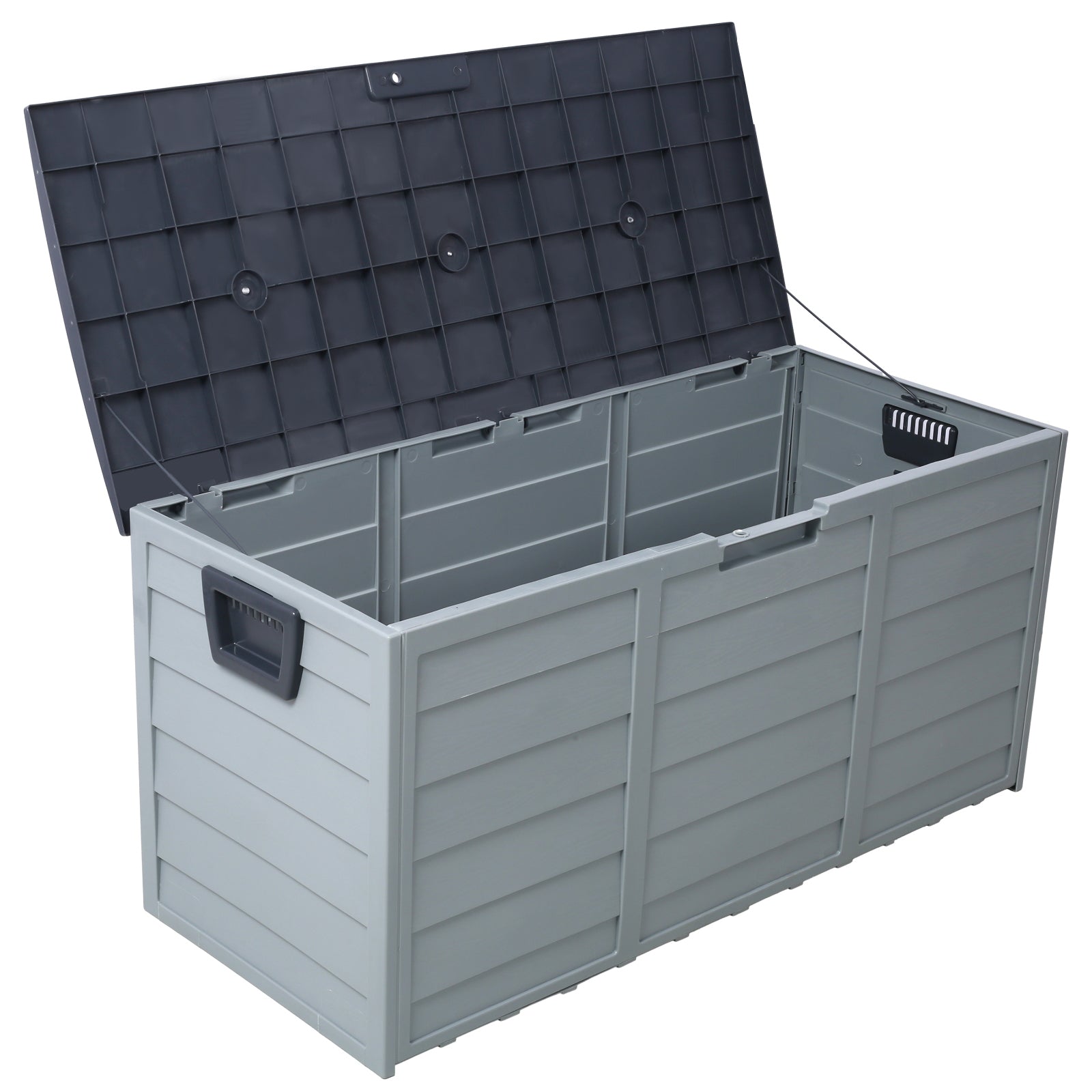 Outdoor Patio Transformable Sofa with Storage - Grey Plastic Design for Courtyard and Backyard Use