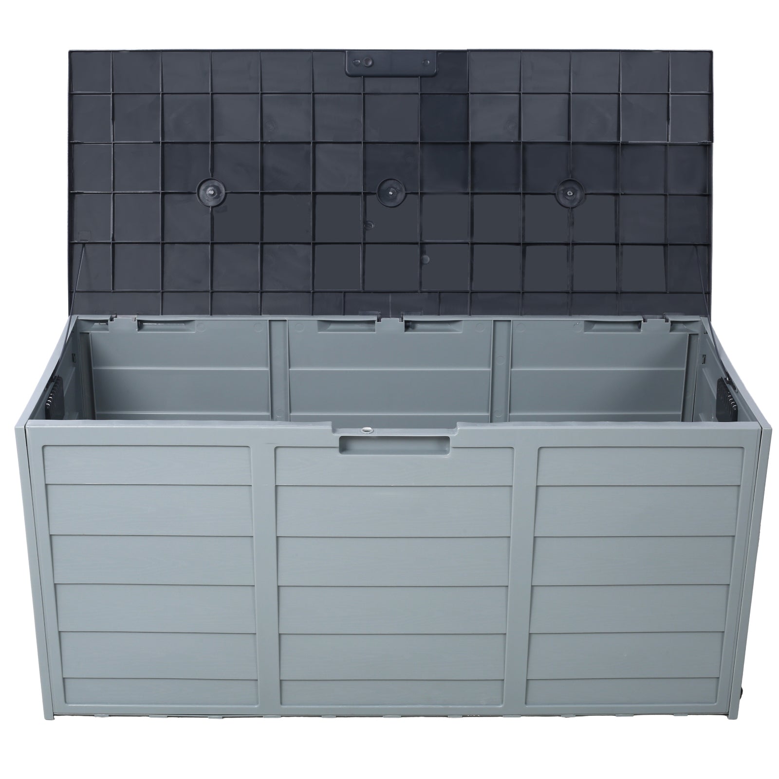 Outdoor Patio Transformable Sofa with Storage - Grey Plastic Design for Courtyard and Backyard Use