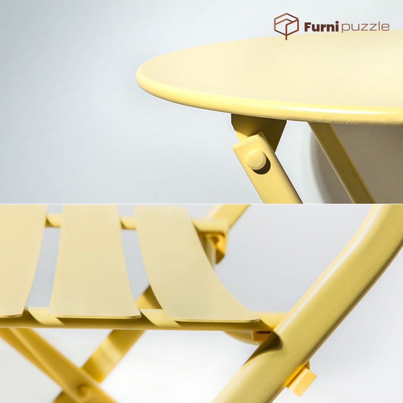 Garden Patio Foldable Round Table 3 Piece Set of Foldable Patio Table and Chairs