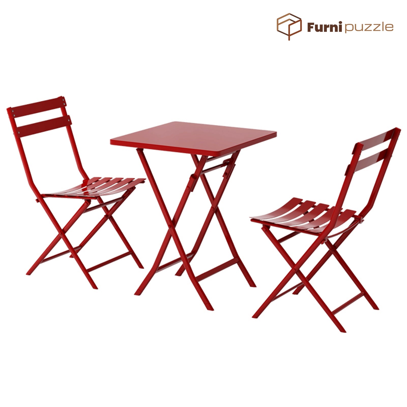 Garden Patio Foldable Round Table 3 Piece Set of Foldable Patio Table and Chairs