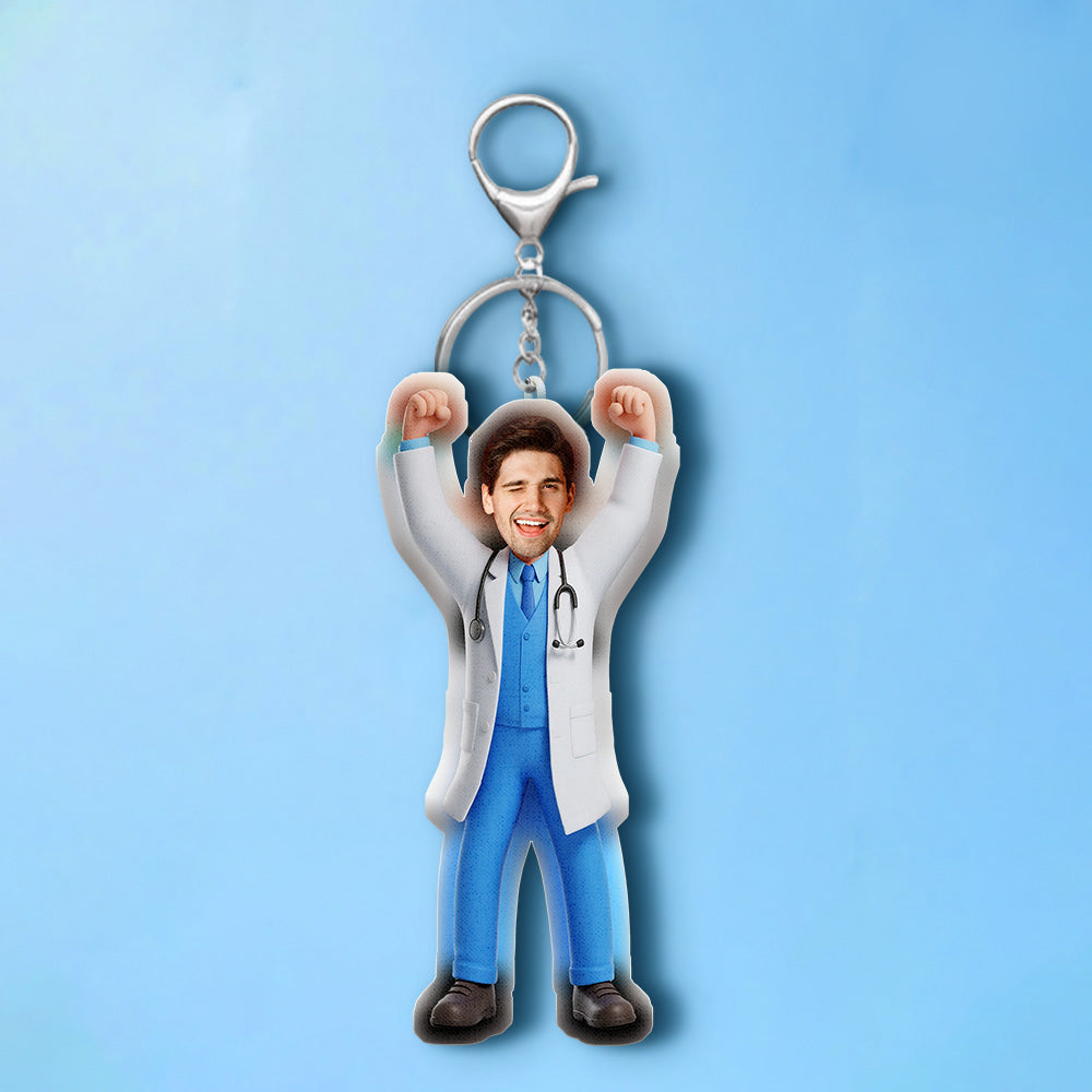 Custom Face Photo Doll Twistable Mini Me Keychain Doll with Personality Fully Poseable