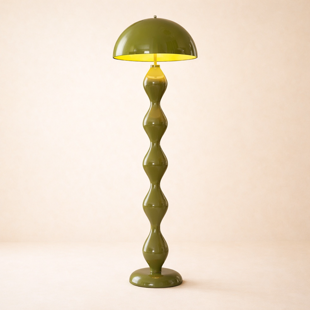 Cream Style Mushroom Floor Lamp Sculptural 3-Color LED Floor Light Green - Airayvis