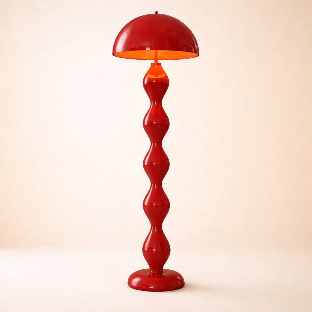 Cream Style Mushroom Floor Lamp Sculptural 3-Color LED Floor Light Red - Airayvis