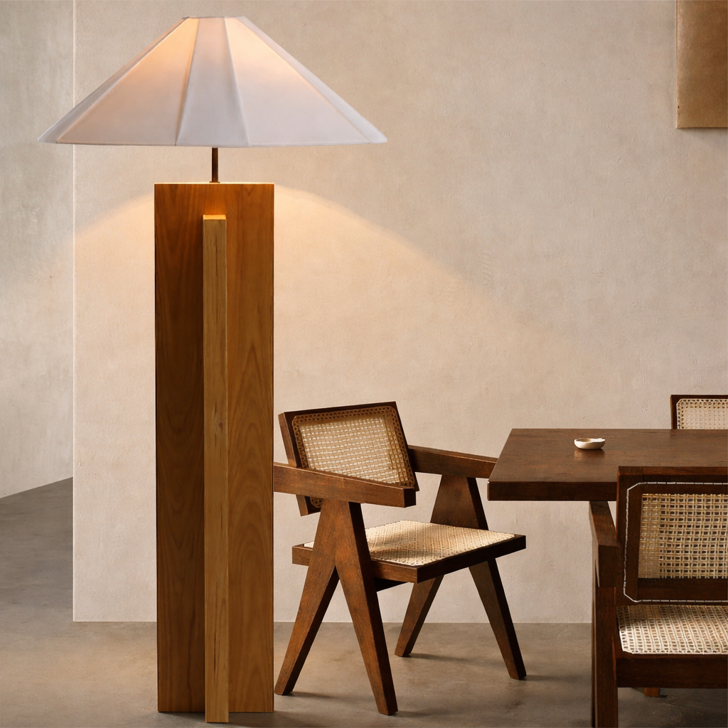 Natural Wood Floor Lamp Minimalist Wooden Floor Light