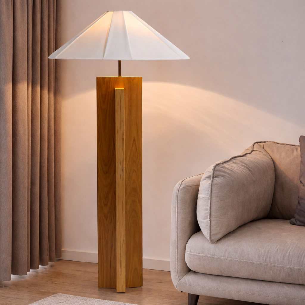 Natural Wood Floor Lamp Minimalist Wooden Floor Light