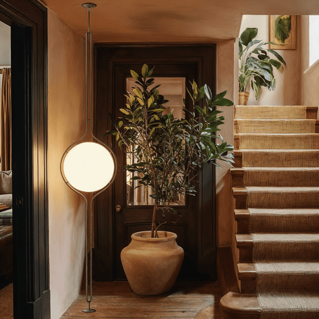 Cream Orb Floor to Ceiling Lamp Soft Ambient Light