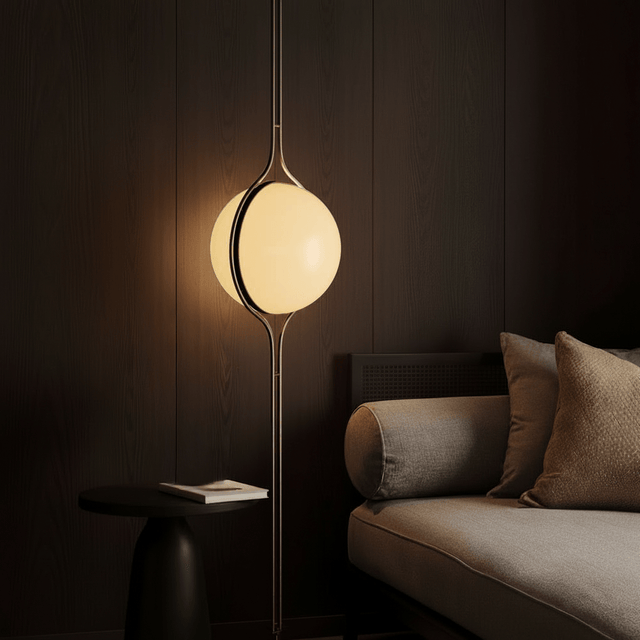 Cream Orb Floor to Ceiling Lamp Soft Ambient Light