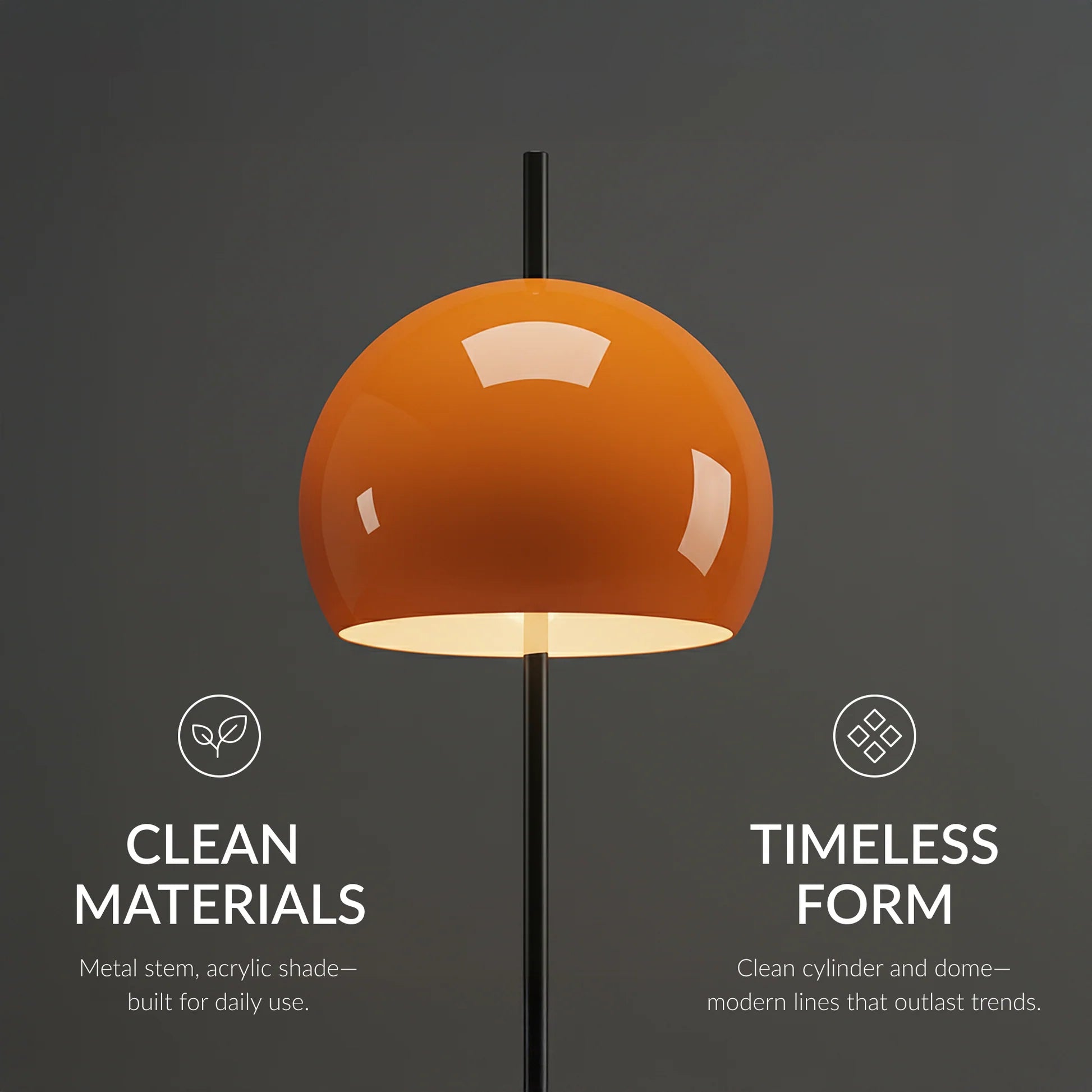 Orange Mushroom Floor Lamp Dimmable Standing Lamp with Dome Shade