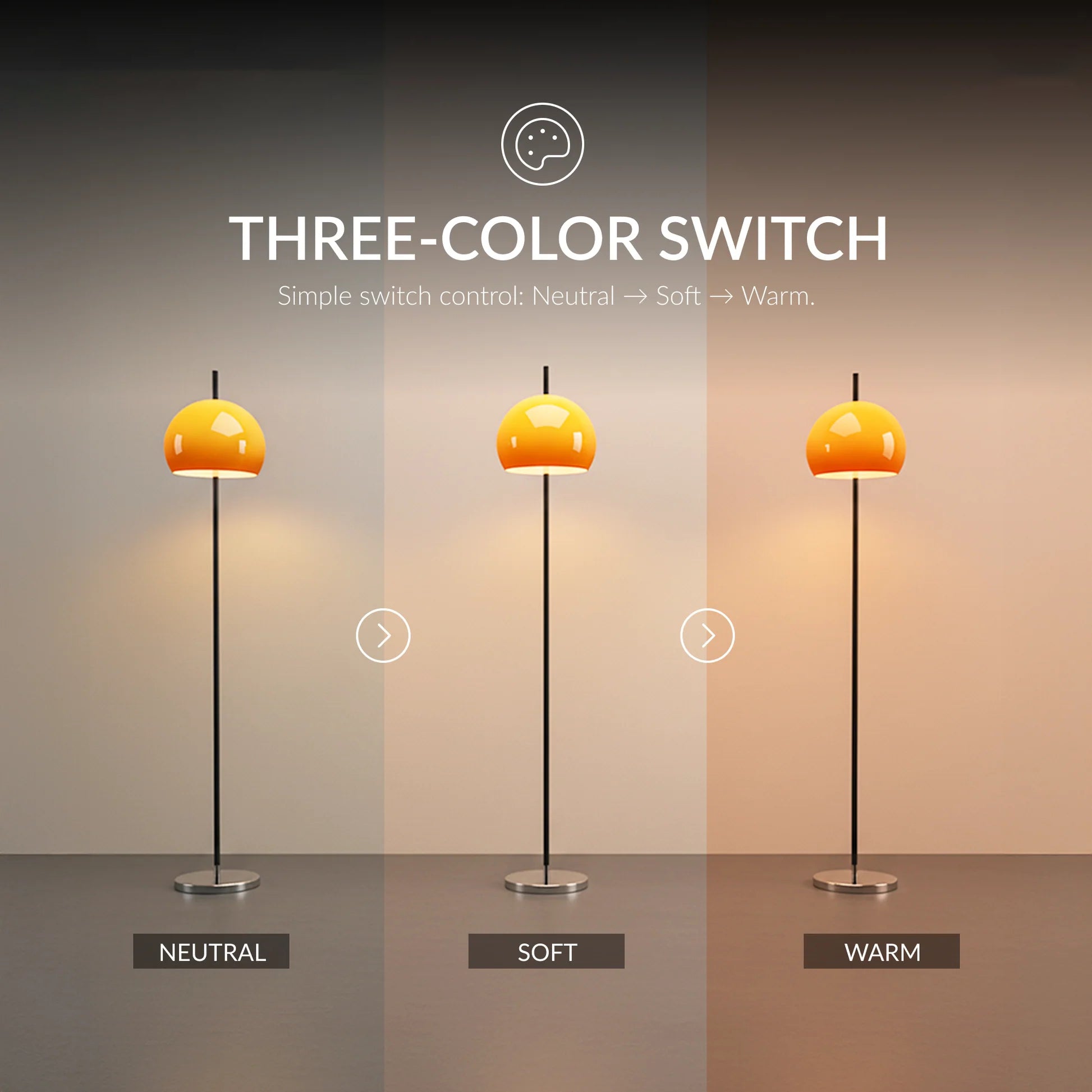 Orange Mushroom Floor Lamp Dimmable Standing Lamp with Dome Shade