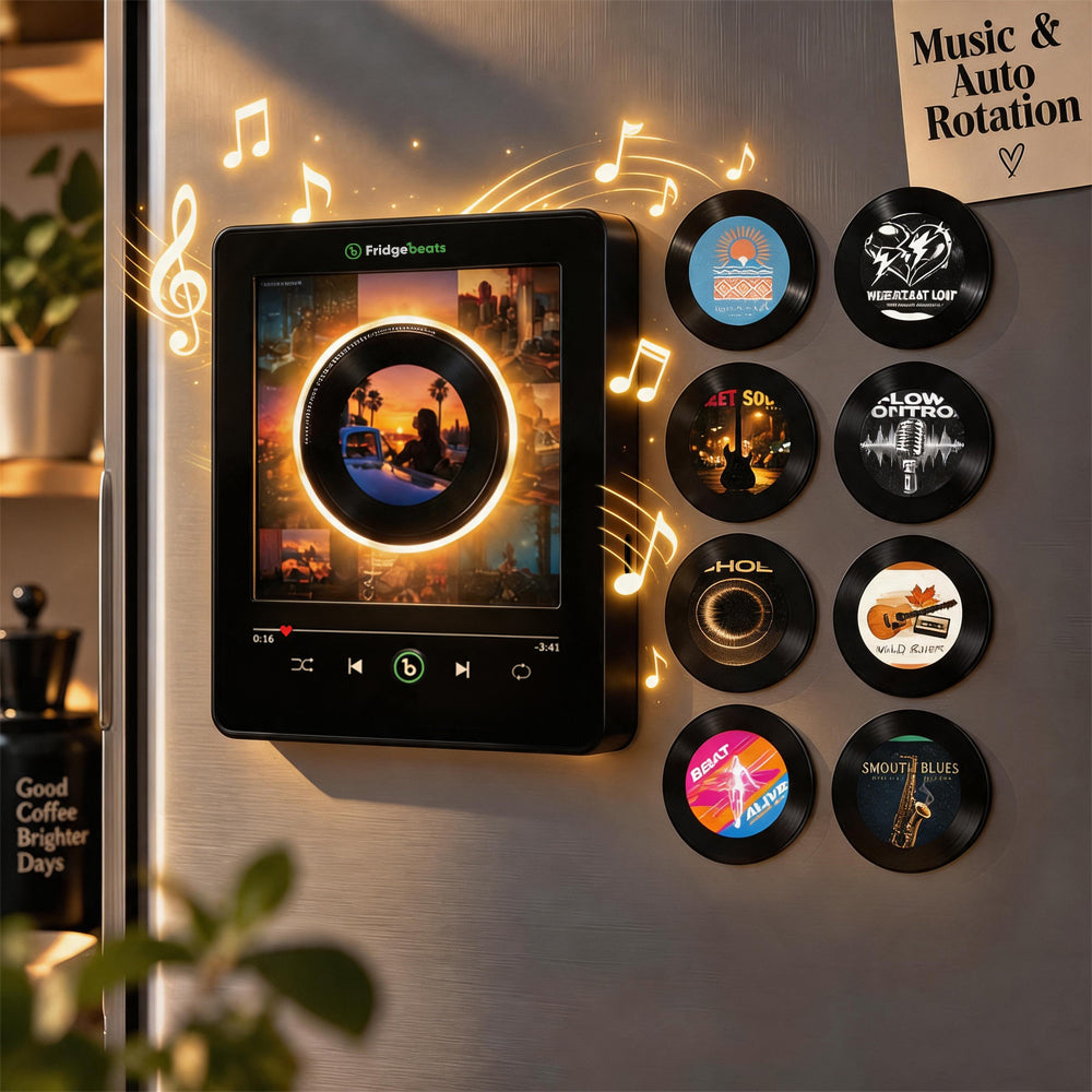 Personalized Photo Music Vinyl Fridge Magnet – Custom Record with Rotating Vinyl & LED Light, Unique Couple Memory Gift