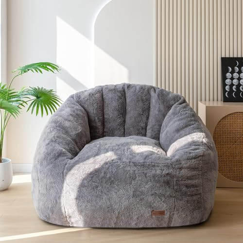 Oversized Faux Fur Bean Bag Chair Stuffed Lounge Sofa for Adults & Kids Perfect for Gaming Reading & Relaxing