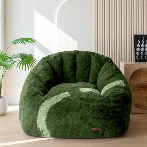 Oversized Faux Fur Bean Bag Chair Stuffed Lounge Sofa for Adults & Kids Perfect for Gaming Reading & Relaxing